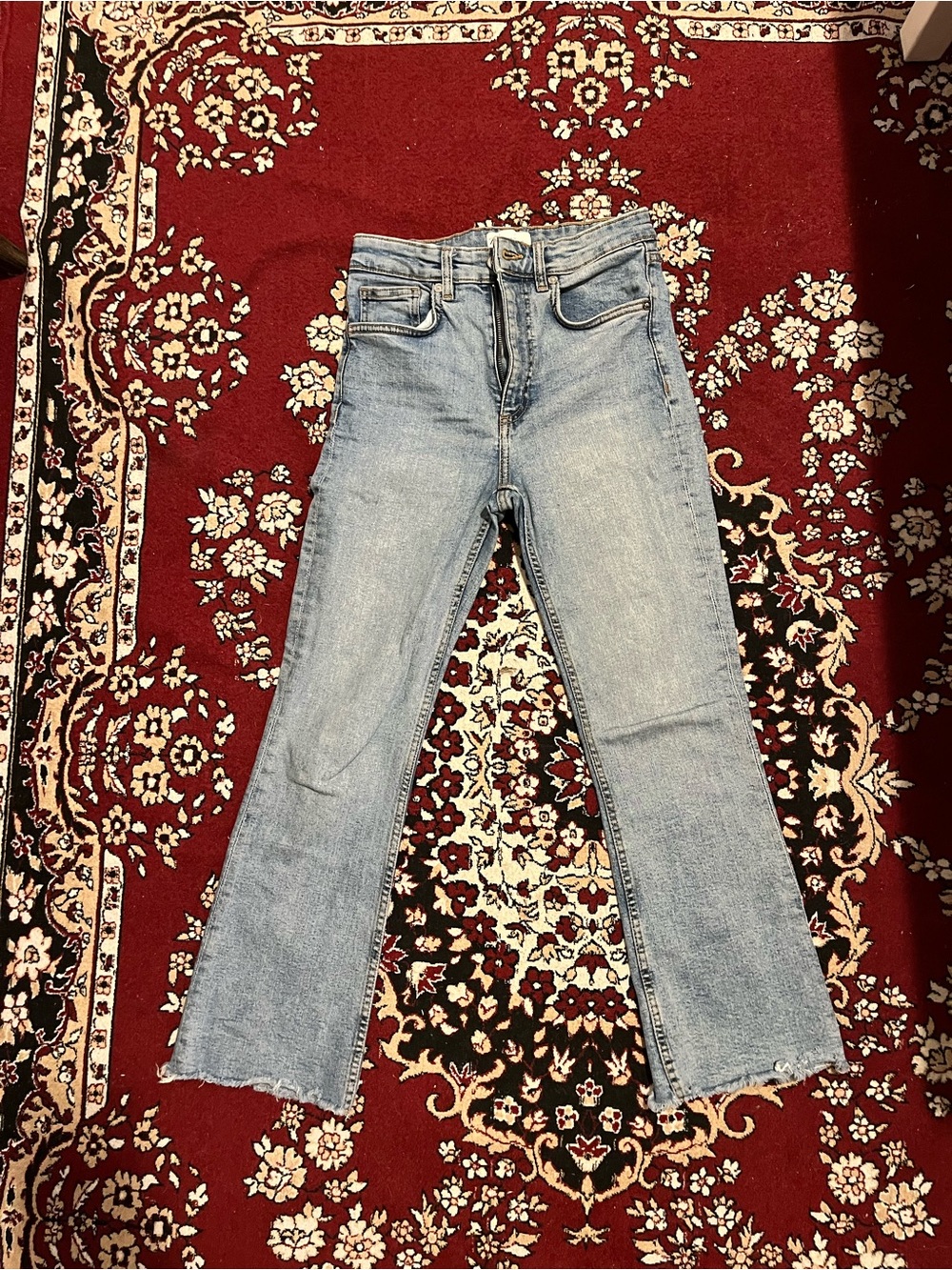 Zara High Rise Straight Leg Light Wash Denim Size 4